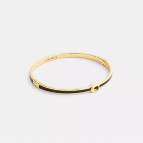 Bracciale rigido sottile smaltato con chiusura a cerniera e firma del marchio