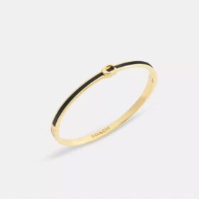 Bracciale rigido sottile smaltato con chiusura a cerniera e firma del marchio