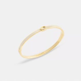 Bracciale rigido sottile smaltato con chiusura a cerniera e firma del marchio