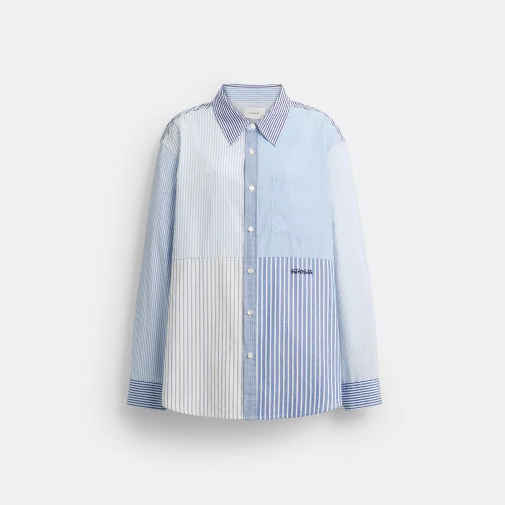 Camicia Oxford in patchwork di cotone riciclato