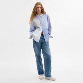 Camicia Oxford in patchwork di cotone riciclato