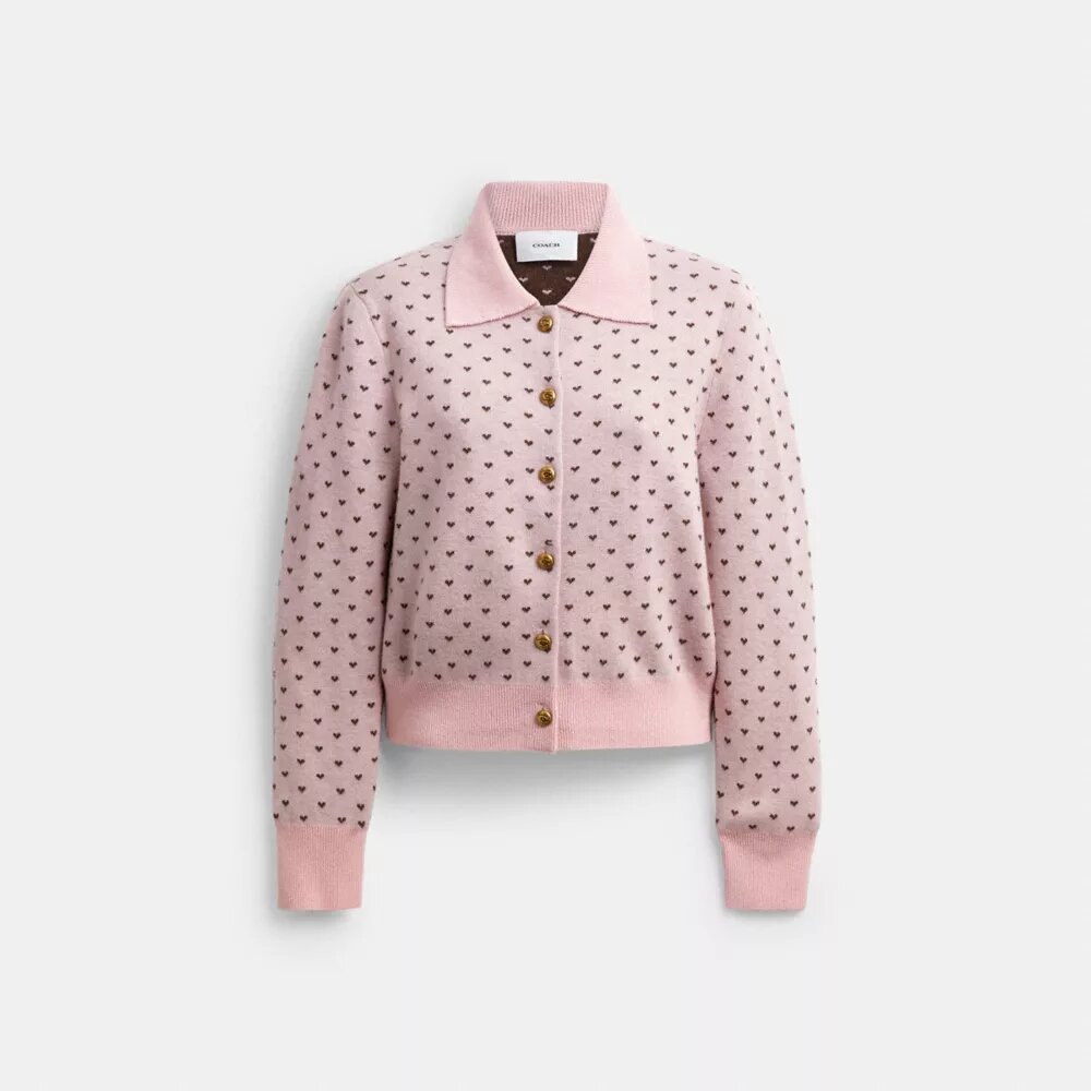 Cardigan con cuoricini rimpiccioliti