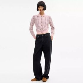 Cardigan con cuoricini rimpiccioliti