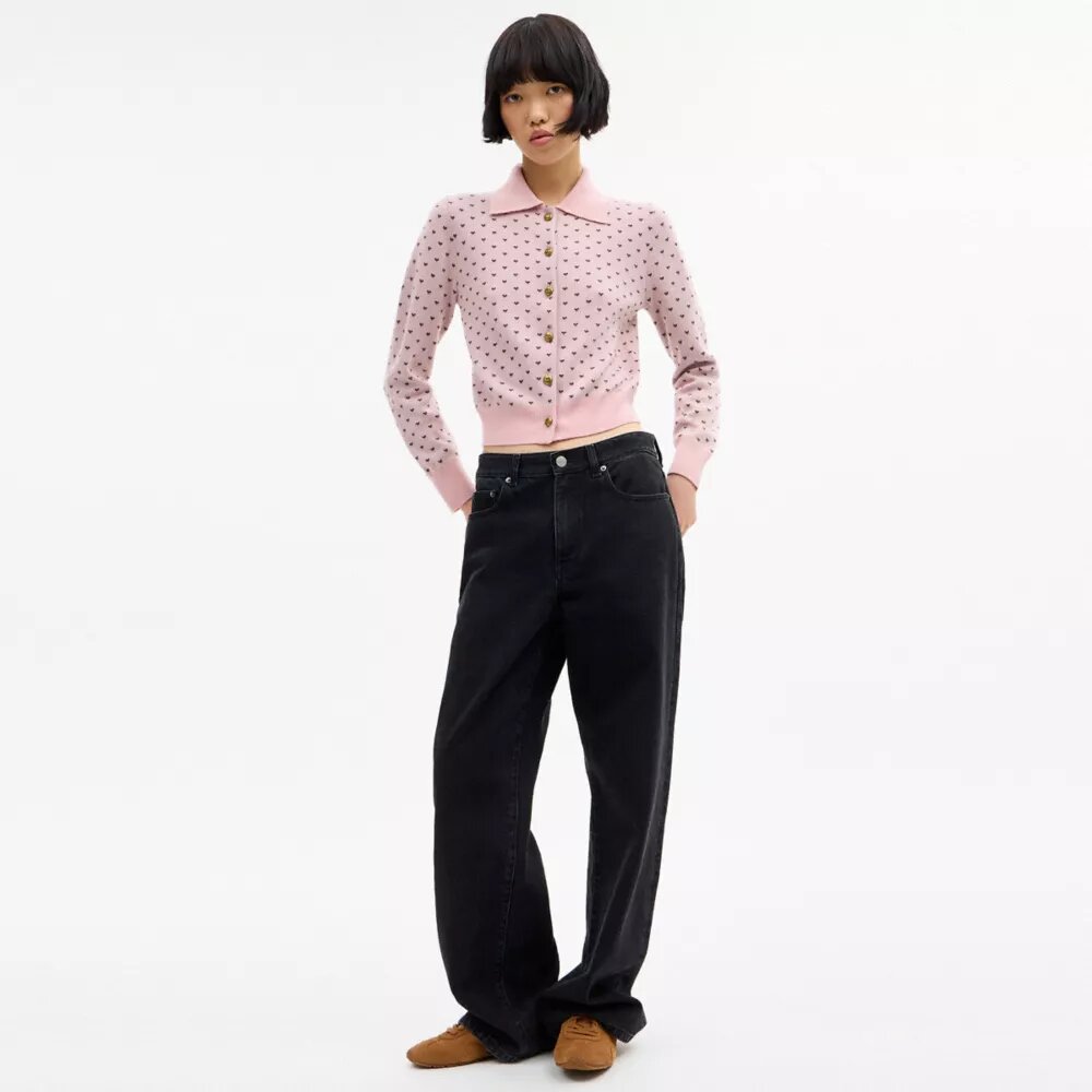 Cardigan con cuoricini rimpiccioliti