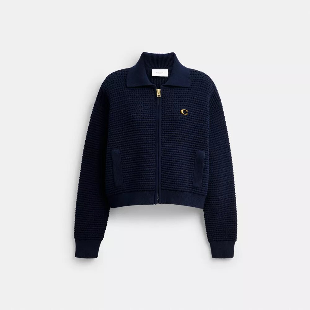 Cardigan con zip frontale