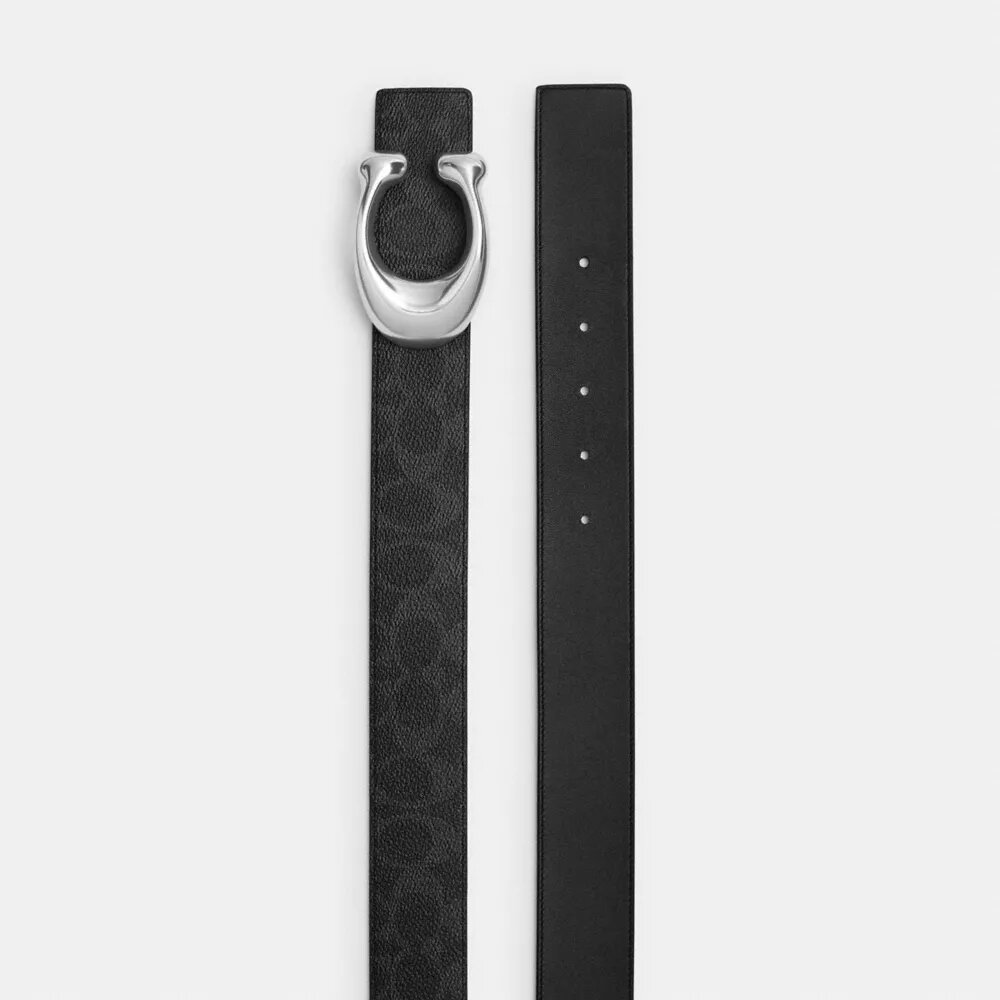 Cintura reversibile con fibbia a forma di C scolpita, 38 mm