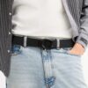 Cintura reversibile con fibbia a forma di C scolpita, 38 mm