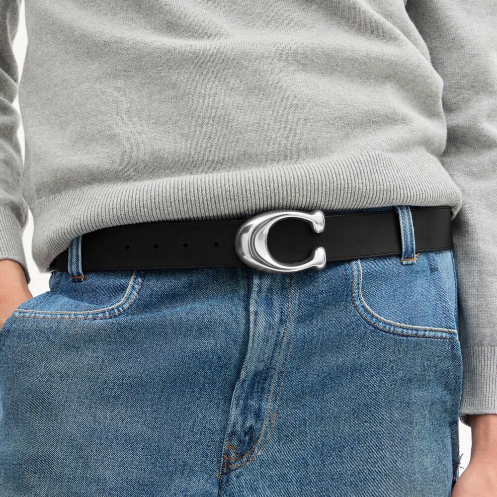Cintura reversibile con fibbia a forma di C scolpita, 38 mm