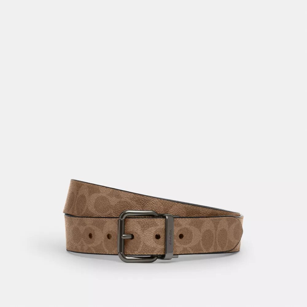 Cintura reversibile con fibbia a rullo, da tagliare su misura, 38 mm