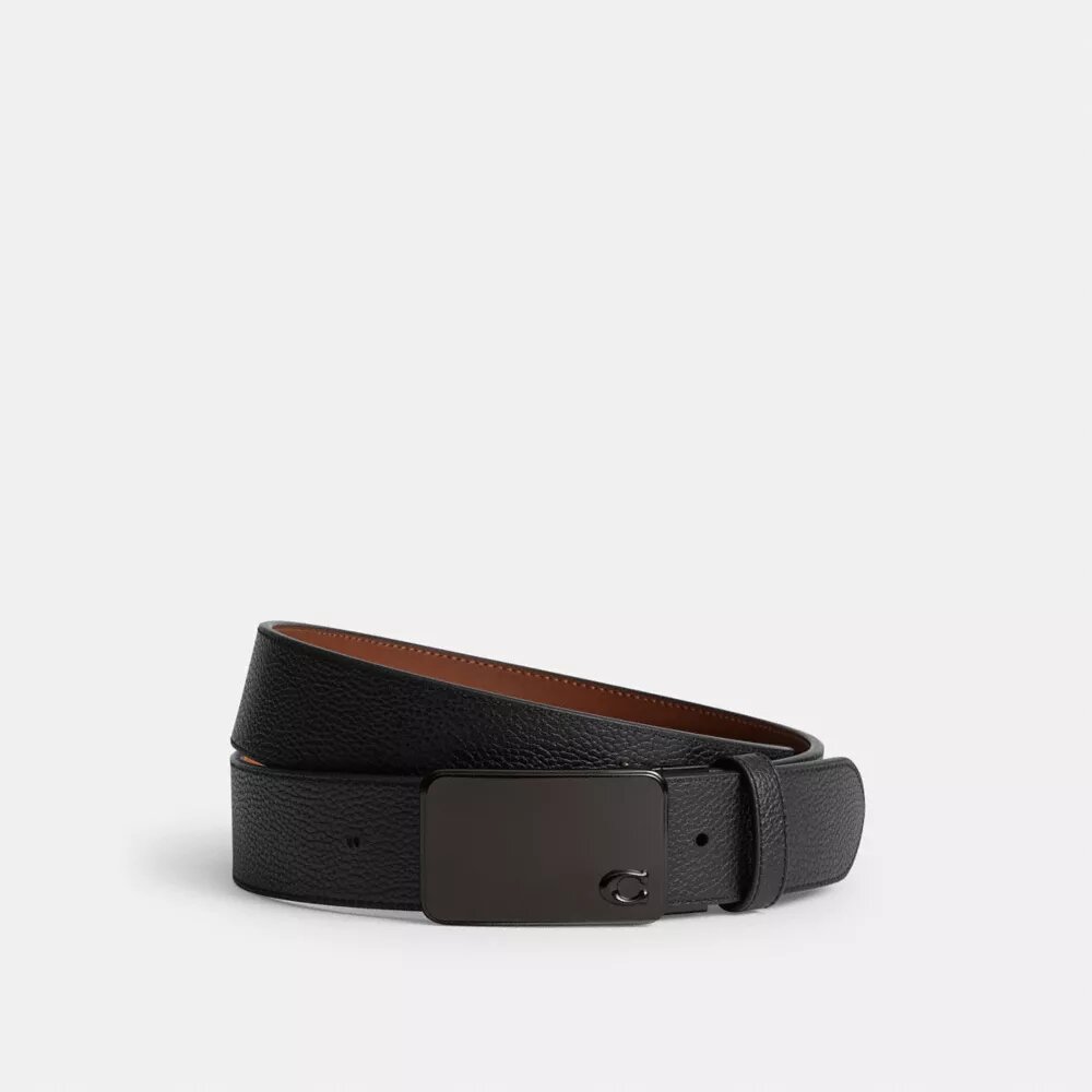 Cintura reversibile da tagliare su misura con fibbia a placca firmata, 38 mm