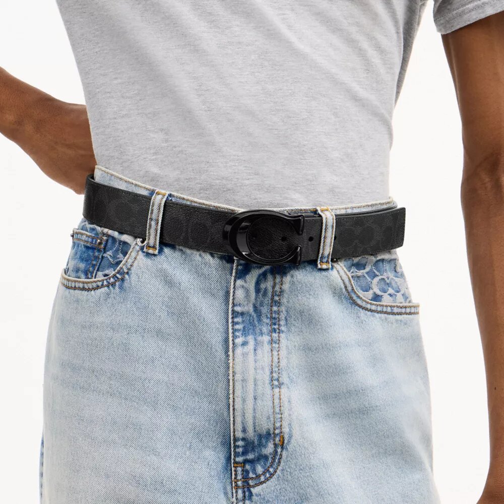 Cintura reversibile da tagliare su misura con fibbia esclusiva, 38 mm