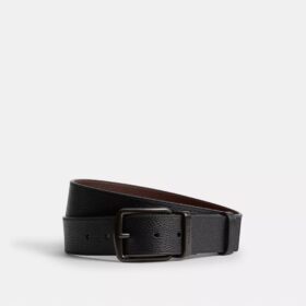 Cintura reversibile da tagliare su misura con placca incassata e fibbia a imbracatura, 38 mm