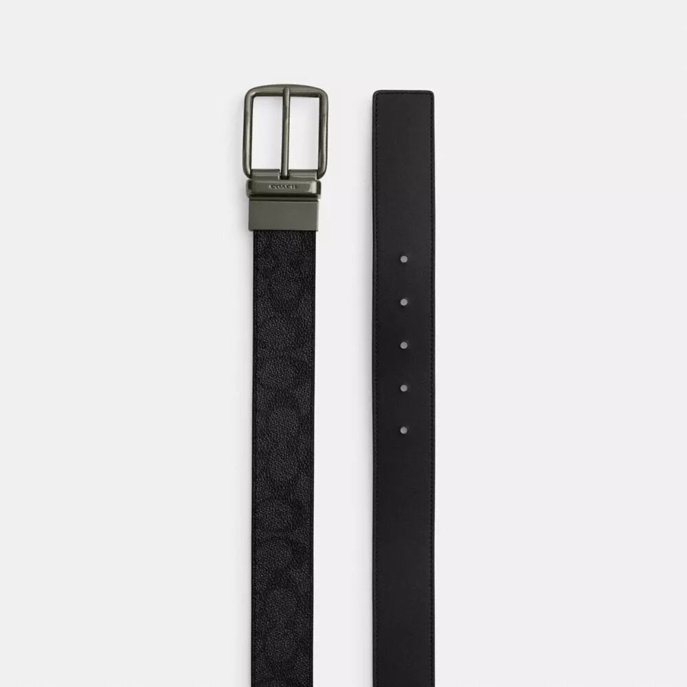 Cintura reversibile da tagliare su misura con placca incassata e fibbia a imbracatura, 38 mm