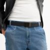 Cintura reversibile da tagliare su misura con placca incassata e fibbia a imbracatura, 38 mm