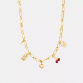 Collana con ciondolo a forma di ciliegia e cuore