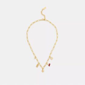 Collana con ciondolo a forma di ciliegia e cuore