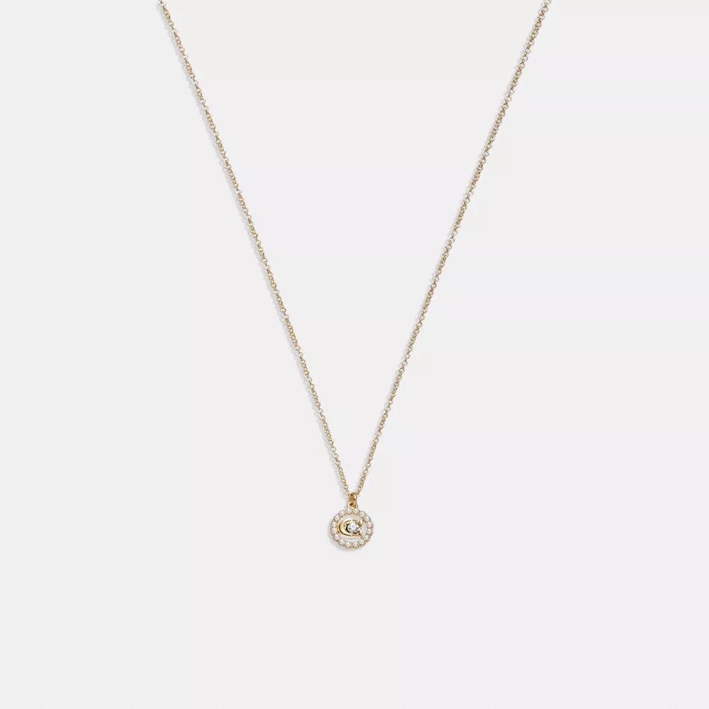 Collana con ciondolo a perla di cristallo con firma