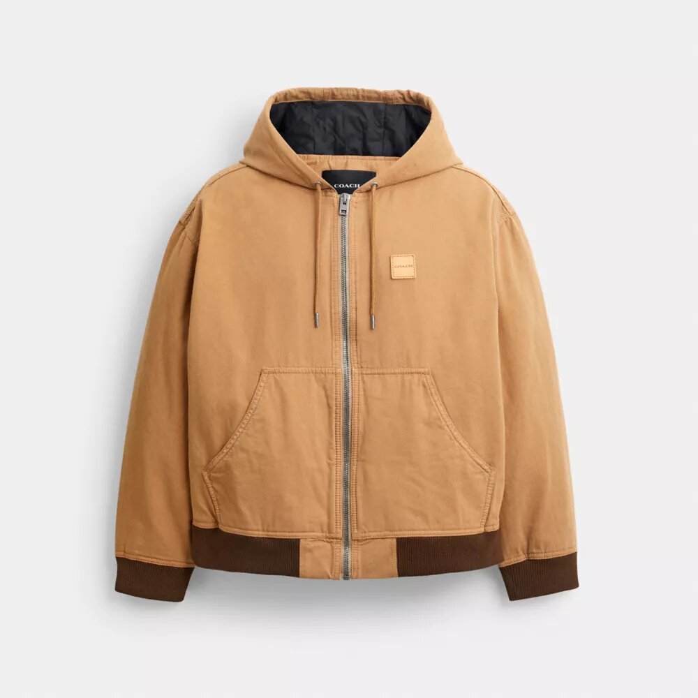 Felpa con cappuccio in tela e zip