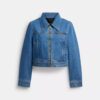 Giacca in denim "Sculpted C" con effetto consumato in cotone biologico