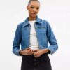 Giacca in denim "Sculpted C" con effetto consumato in cotone biologico