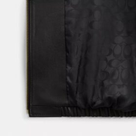 Giacca in pelle oversize con placca Heritage C