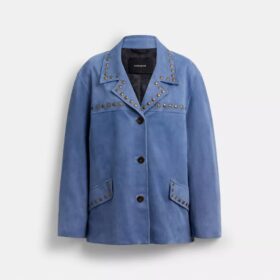 Giacca in pelle scamosciata con borchie
