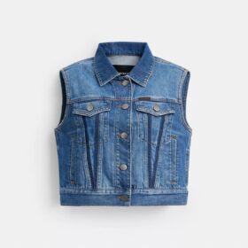 Gilet da lavoro in denim ristretto