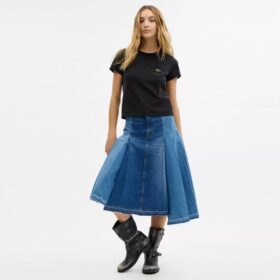 Gonna lunga in denim di cotone biologico
