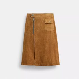 Gonna midi in pelle scamosciata Heritage