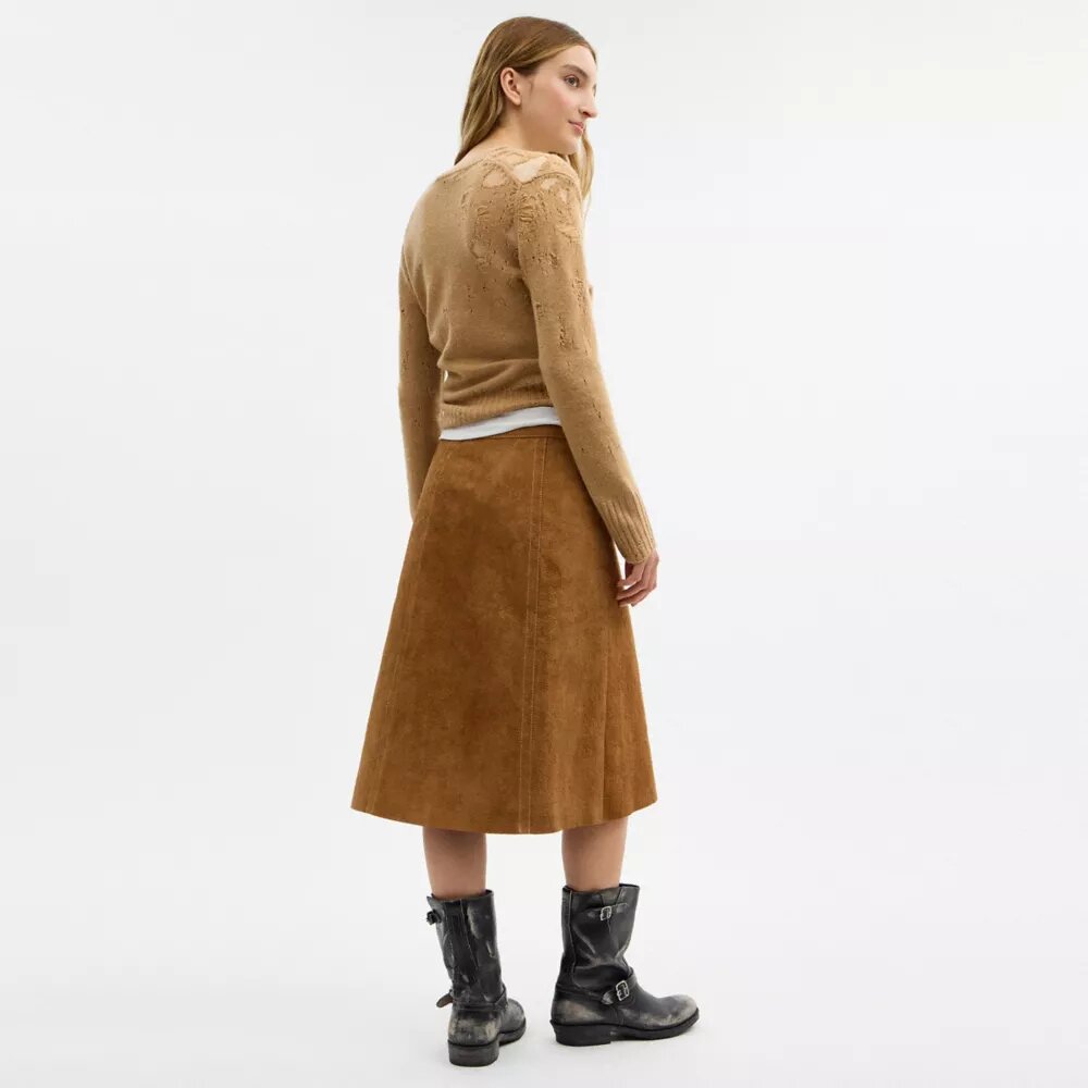 Gonna midi in pelle scamosciata Heritage