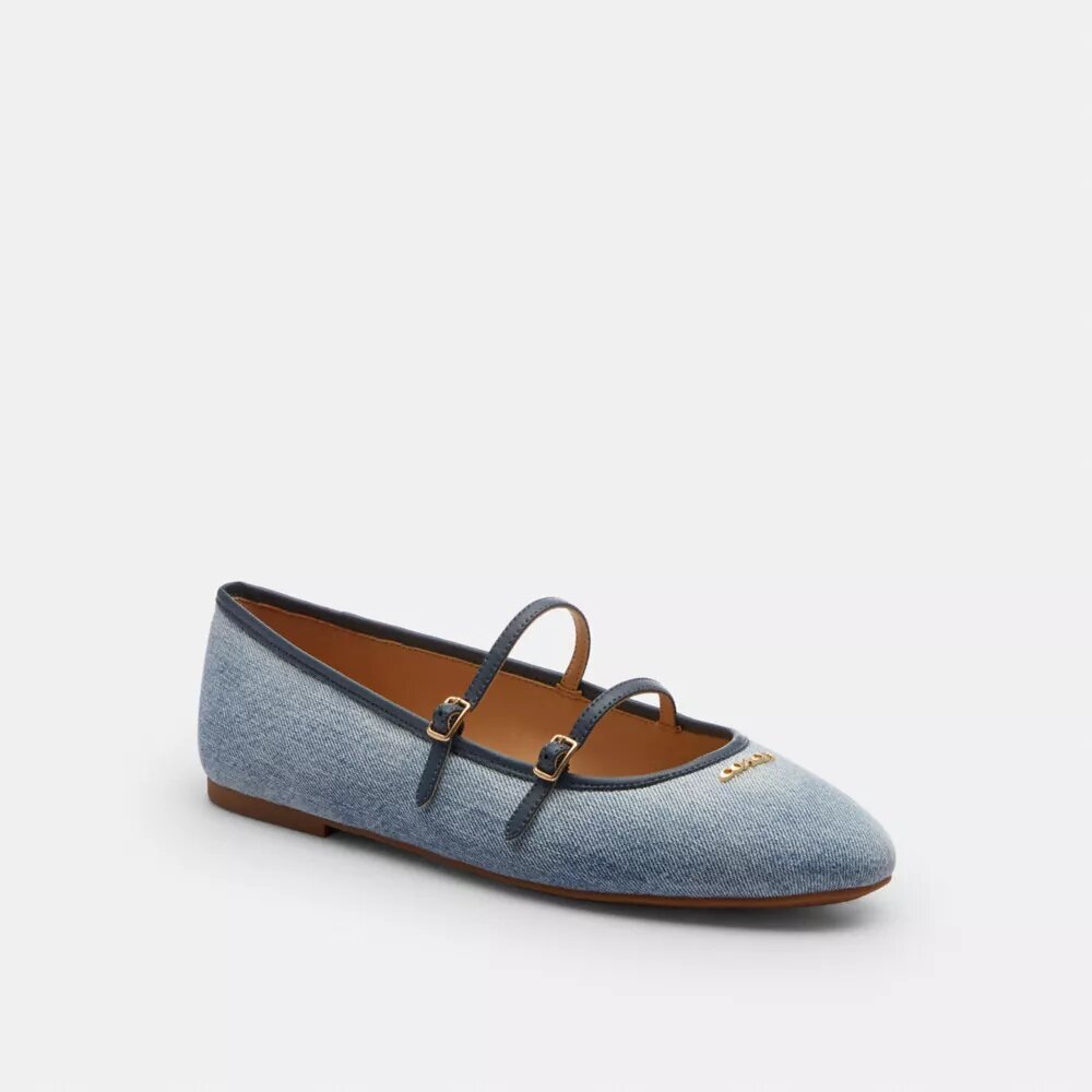 Mary Jane a doppia fibbia in denim "Loved"