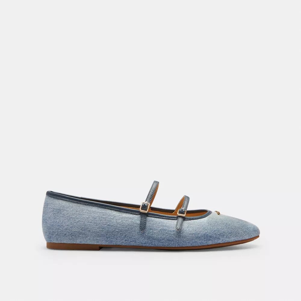 Mary Jane a doppia fibbia in denim "Loved"