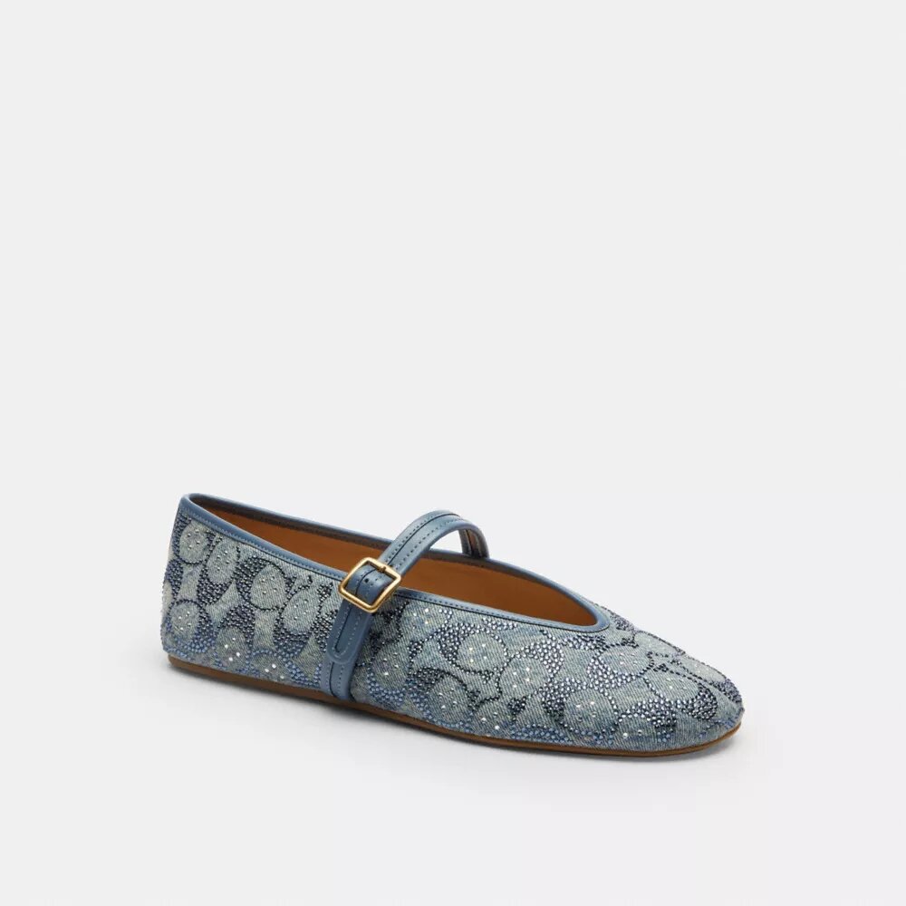 Mary Jane in denim Crystal Signature