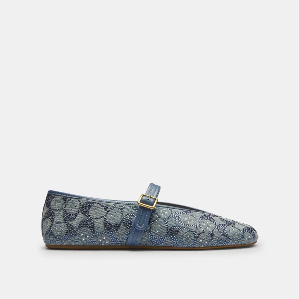 Mary Jane in denim Crystal Signature