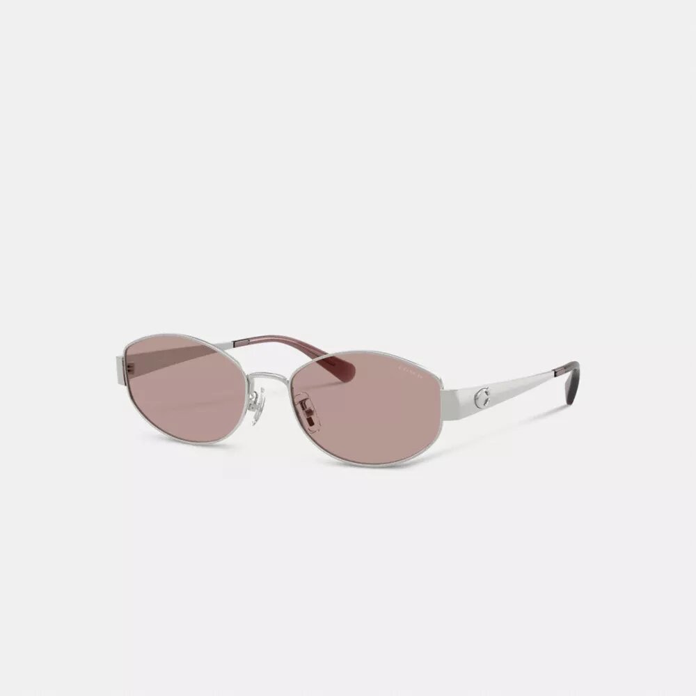 Occhiali da sole ovali stretti con montatura in metallo C Hardware