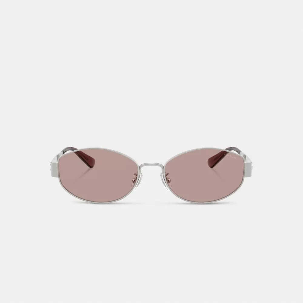 Occhiali da sole ovali stretti con montatura in metallo C Hardware