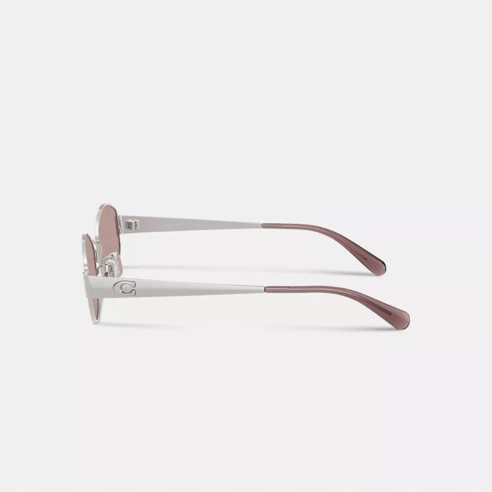 Occhiali da sole ovali stretti con montatura in metallo C Hardware