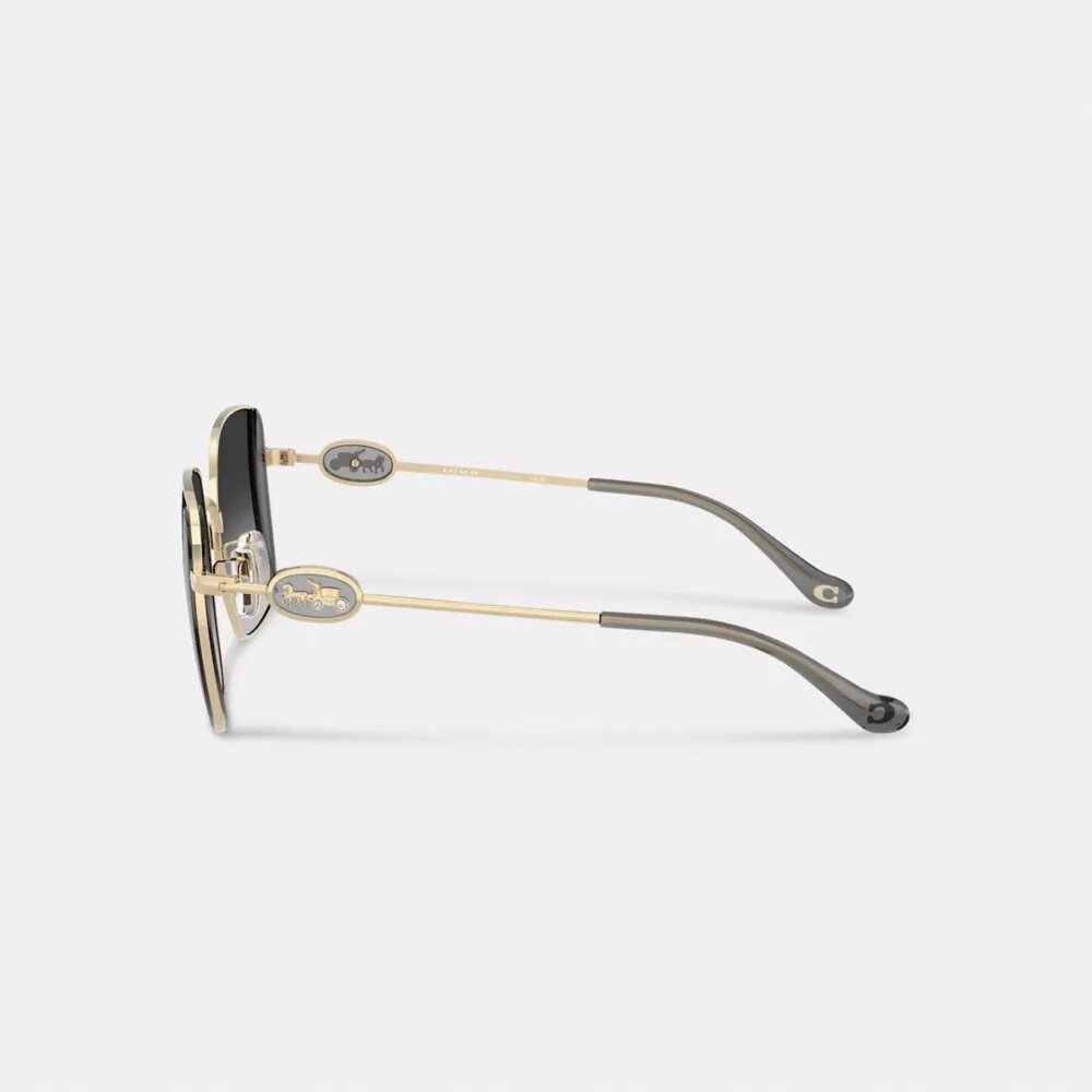 Occhiali da sole quadrati oversize in metallo con Horse and Carriage