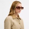 Occhiali da sole rettangolari oversize con "C" scolpita