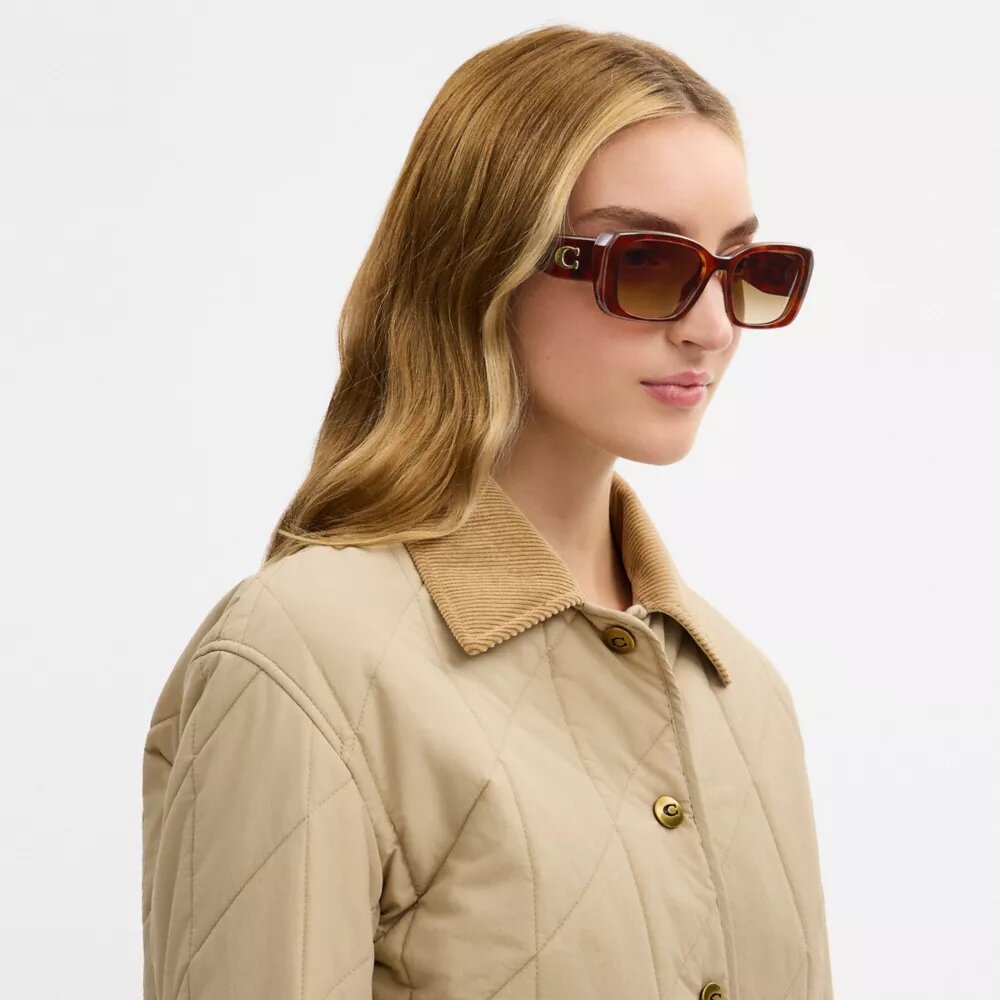 Occhiali da sole rettangolari oversize con "C" scolpita