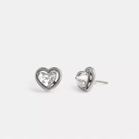 Orecchini a bottone con cuore incorniciato