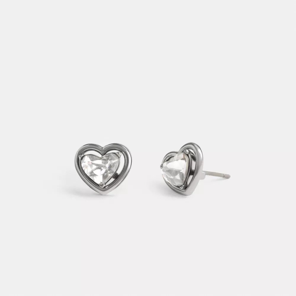 Orecchini a bottone con cuore incorniciato