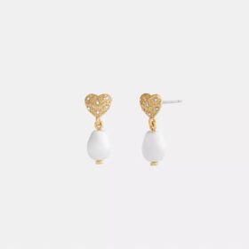 Orecchini pendenti a forma di cuore con perla