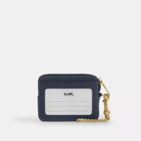Portacarte con cerniera in denim Signature