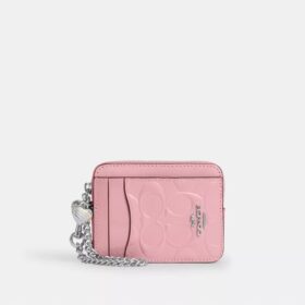 Portacarte con cerniera in pelle iconica con ciondolo a forma di cuore