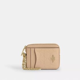 Portacarte con cerniera in pelle Signature