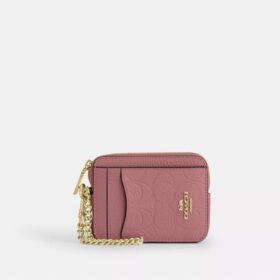 Portacarte con cerniera in pelle Signature