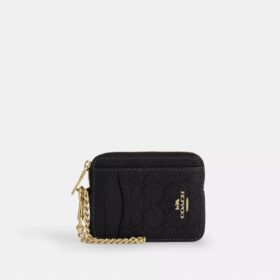 Portacarte con cerniera in pelle Signature