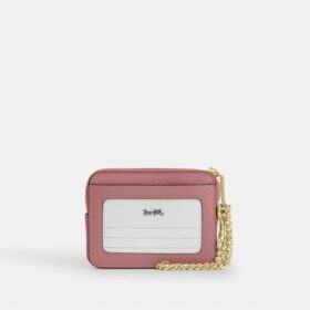 Portacarte con cerniera in pelle Signature
