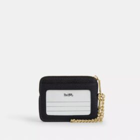Portacarte con cerniera in pelle Signature